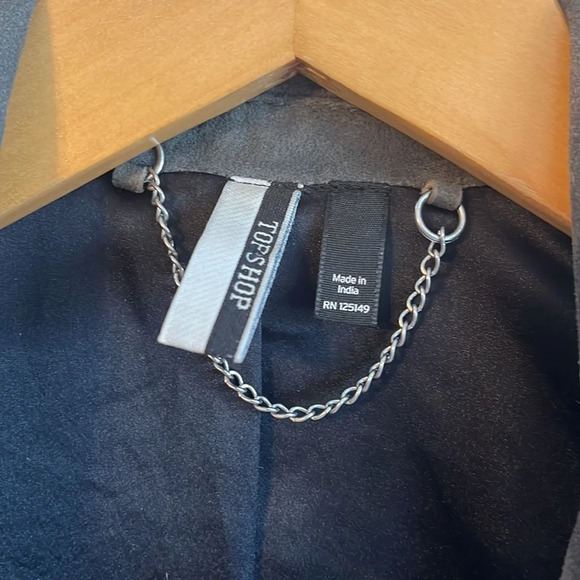 Topshop Suede Leather Zip Up Belted Moto Biker Jacket - Picture 4 of 12